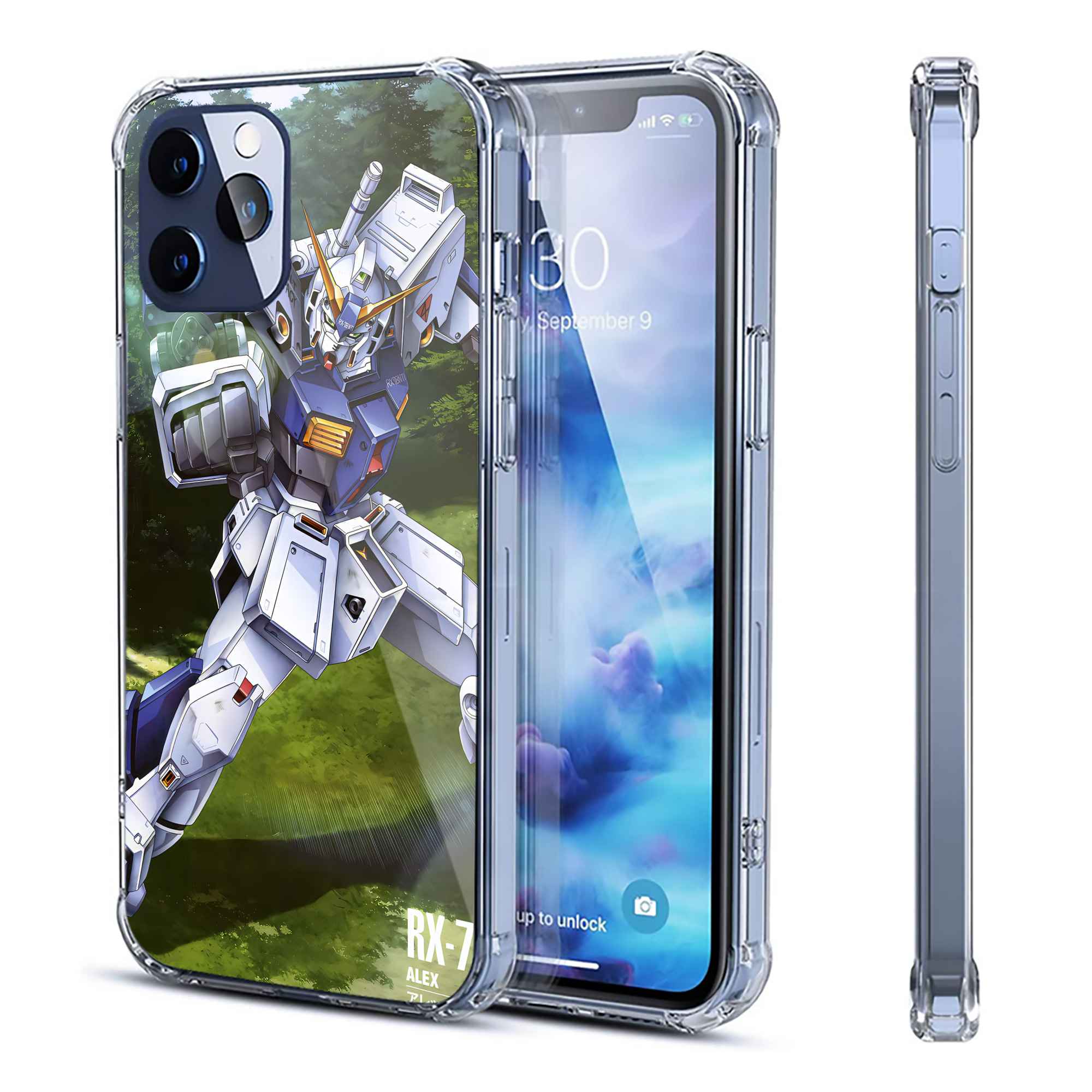 （画像用） 機動戦士ガンダム Mobile Suit Gundam 【iPhone 12シリーズ対応】透明スマホケース（クリアソフトケース）